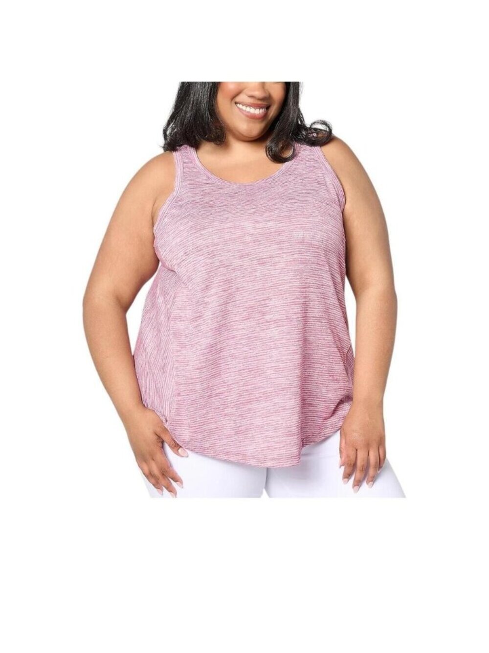 zuda Women Tank Top Swing sz L Knit Jersey Striped Pink A646196